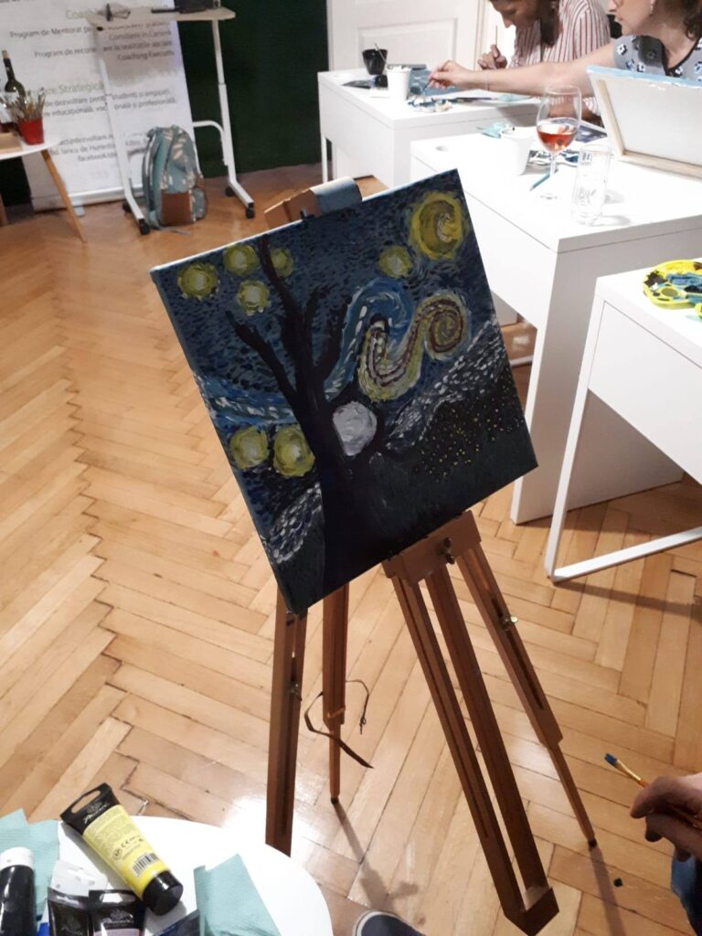 Ateliere neconvenționale - Seara de Pictura și Vin 2 Imagine din galeria atelierului „Pictură și vin”
